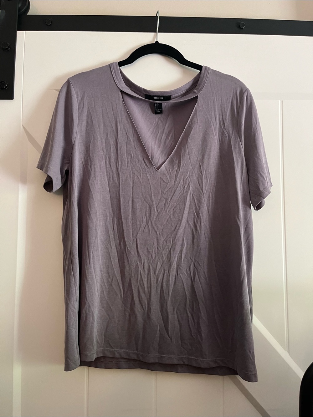 Lavender Cutout V-Neck Tee